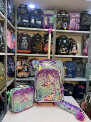 Beautiful 3-Piece Mermaid Trolley School Bag Set