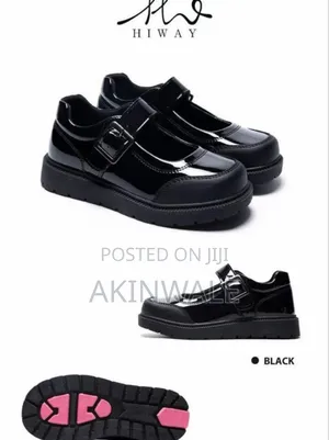 Quality HI WAY Girls Shoes. Made With High Shine Glossy Black Leather.