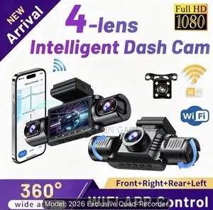 4 Lens WIFI Dash Cam, Front 1080P, Interior 720P, Rear 480P, Reverse