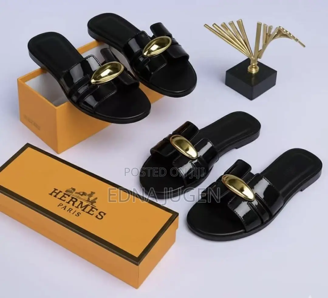 Glossy Hermes Slippers