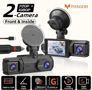 FOXGOD Dash Cam Front Camera 1080P & Inside Camera 720P, 170° Wide