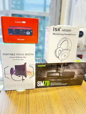 Scarlett 2i2, Shure SM7B Mic, BX5D2, iSK Headphone & Vocal Booth