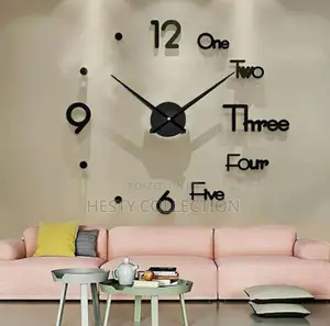 Diy 3d Acrylic Big Fancy Wall Clock 120cm Black