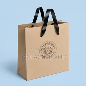 Printed A5 Kraft Paper Bag Ribbon Handle - Gift & Favor Bags