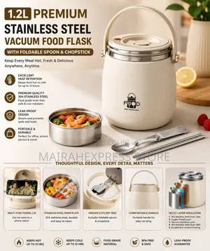 1.2l Premium Stainless Steel Vacuum Food Flask With Inner Plates