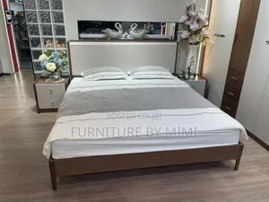 Modern Luxury 6x6 White Gloss Bed Frame With 2 Side Drawers