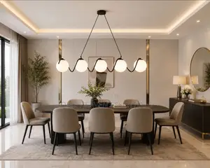 White Acrylic Ball LED Chandeliers for Dining Room