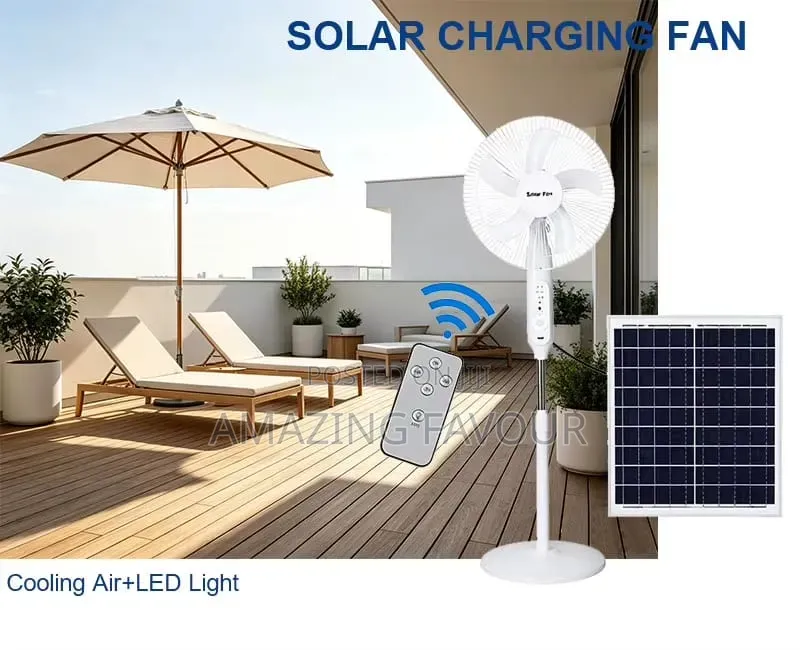 Solar Powered Cooling BREEZE Fan With Remote Control & Panel