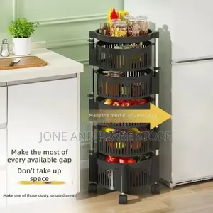 5 Tiers Multipurpose Kitchen Rotating Storage Trolley Rack/Cart