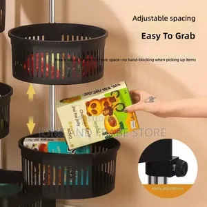 5 Tiers Multipurpose Kitchen Rotating Storage Trolley Rack/Cart