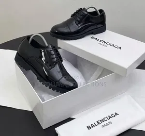 Black Patent Leather Lace-Up Chunky Sole Oxford Shoes 40_45