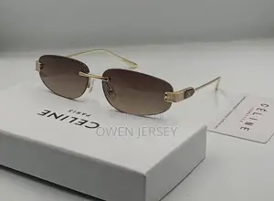 Céline Rimless Rectangular Sunglasses – Gold-Tone With Green Lenses.