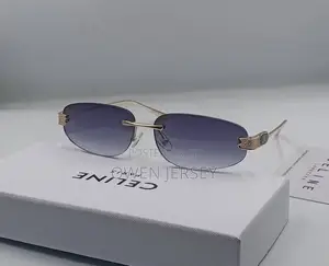 Céline Rimless Rectangular Sunglasses – Gold-Tone With Green Lenses.
