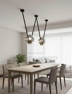 Double Black Matte Finish Led Glass Pendant Chandelier.