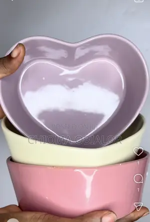 Pastel Pink Ceramic Bowl Styled in an Aesthetic Heart shape.pink&cream