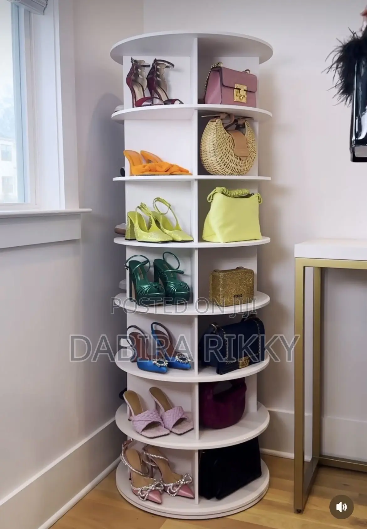 Rotating 8-Layer Shoes and Bags Rack