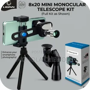 HD 8x20 Mini Monocular Telescope With Smartphone Clip & Tripod