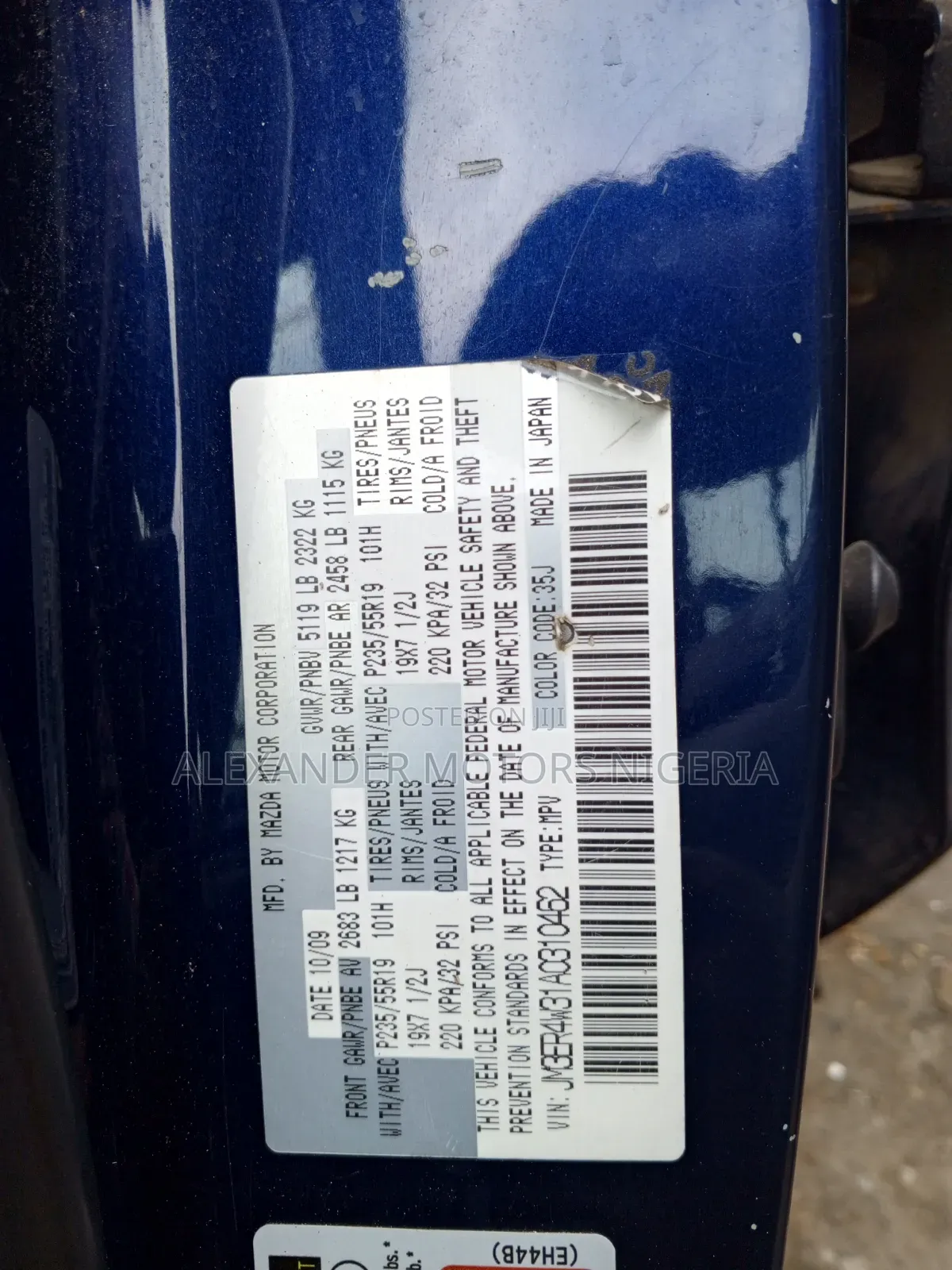 Mazda CX-7 2010 Blue