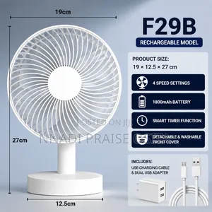 Rechargeable 4-Speed Portable Table Fan