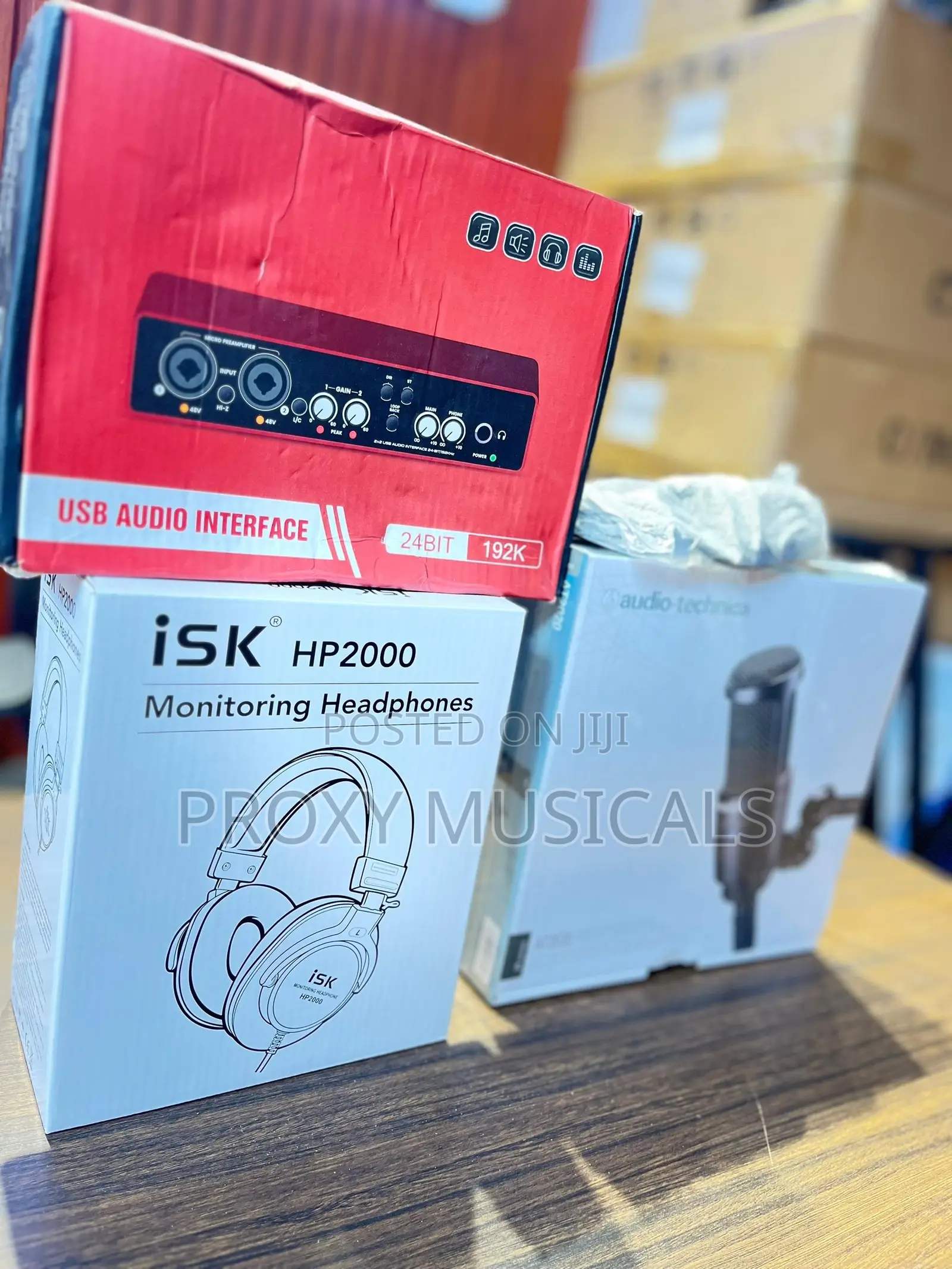 iSK Headphone, AT2020 Mic, USB Audio Interface & Cable