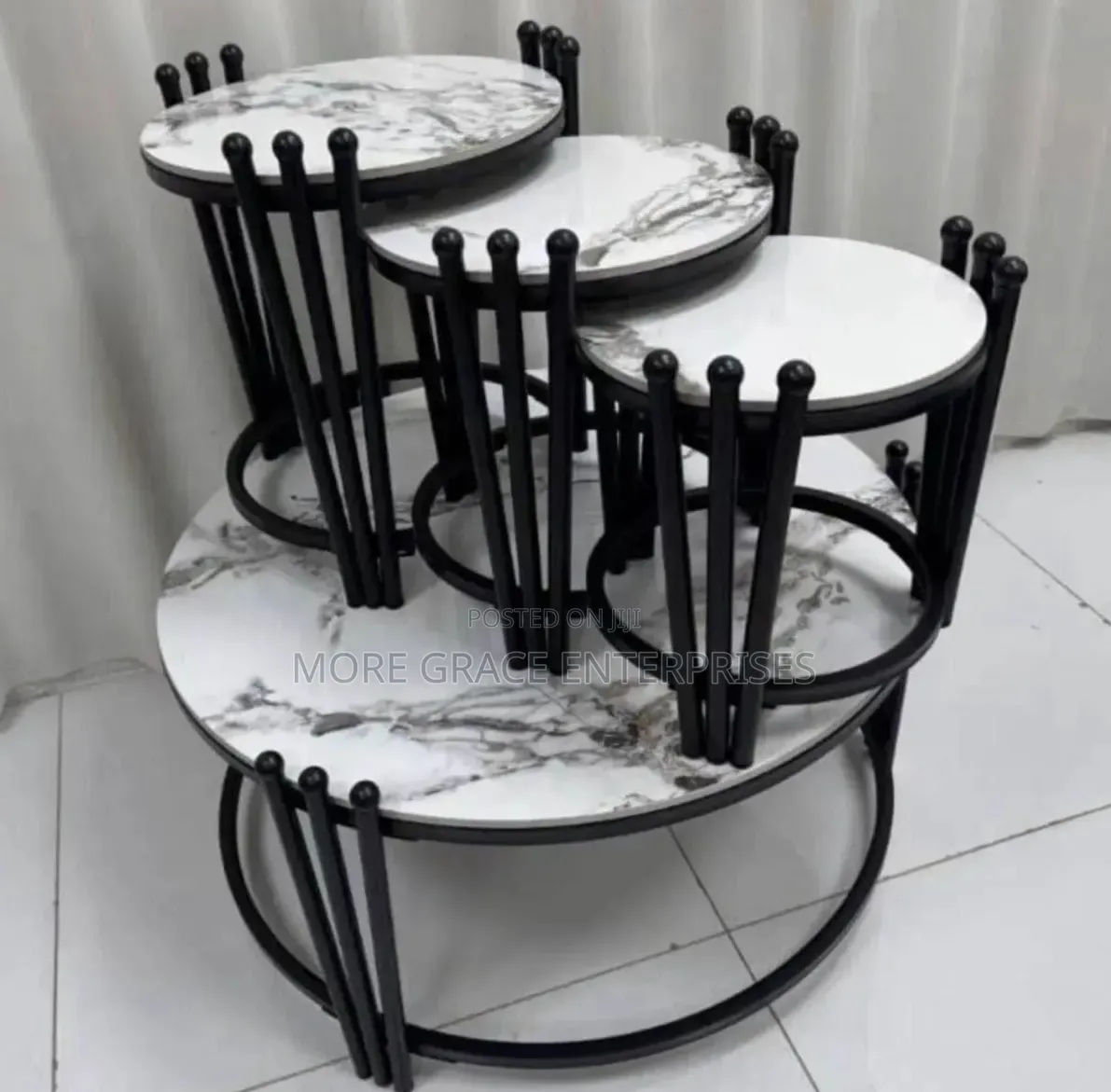Marble Centre Table and 3 Stools