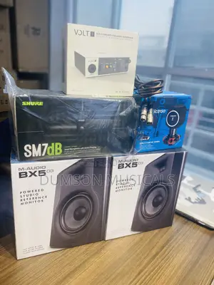 Shure SM7DB Studio Mic, M-Audio Bx5d3 Studio Monitor Speakers, Volt 1