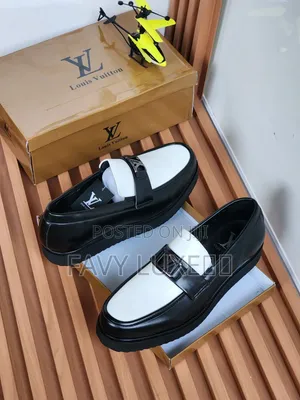 LV Black & White Platform Penny Loafer