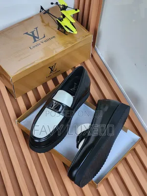 LV Black & White Platform Penny Loafer