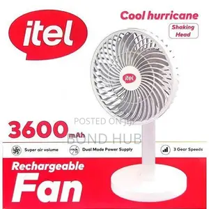 Itel 3600mAh Rechargeable 6-Inch Fan With 90° Rotating Head IFR-D721.
