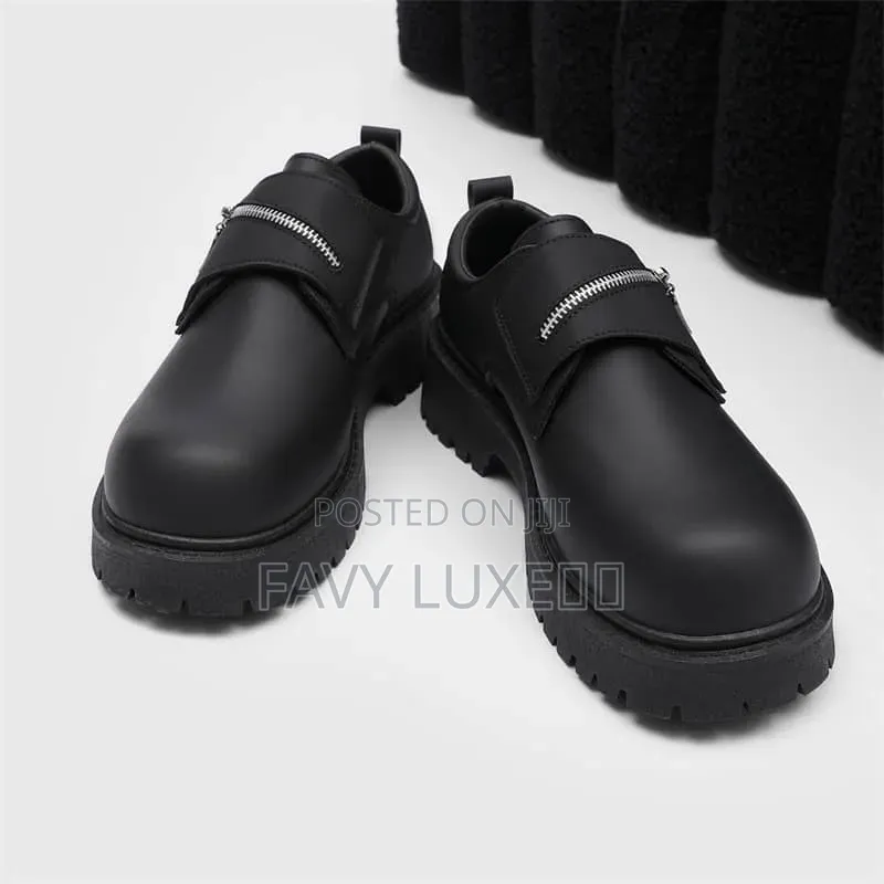 Black Matte Platform Zip Strap Loafer
