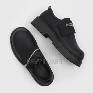 Black Matte Platform Zip Strap Loafer