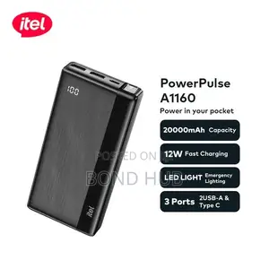 Itel PowerPulse 20000mAh Power Bank 12W Fast Charging Type-C (A1160)