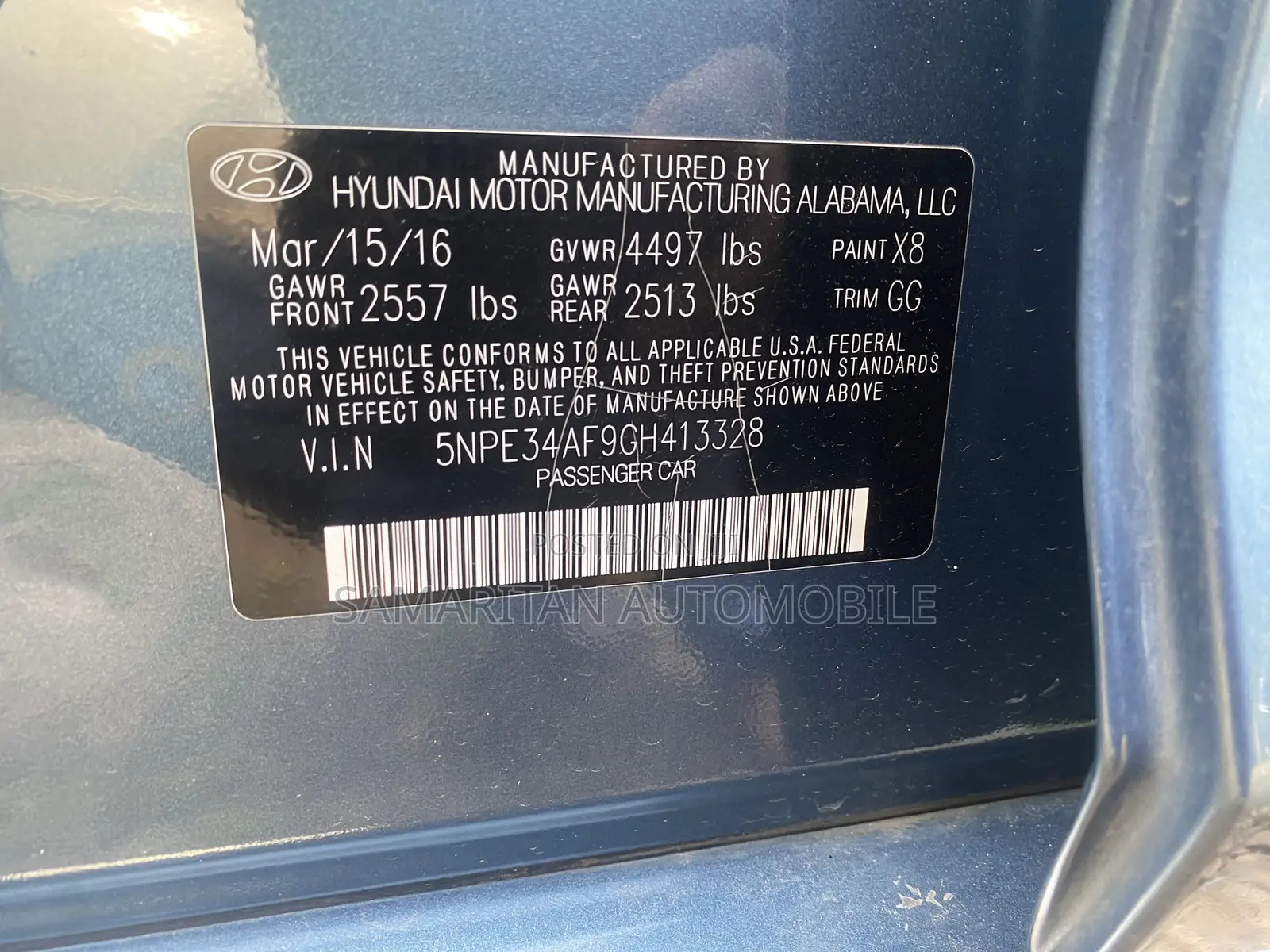 Hyundai Sonata SE 2016 Blue