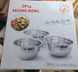 3-Piece Stainless Steel Mixing Bowl Set – 20cm, 23.5cm & 30cm