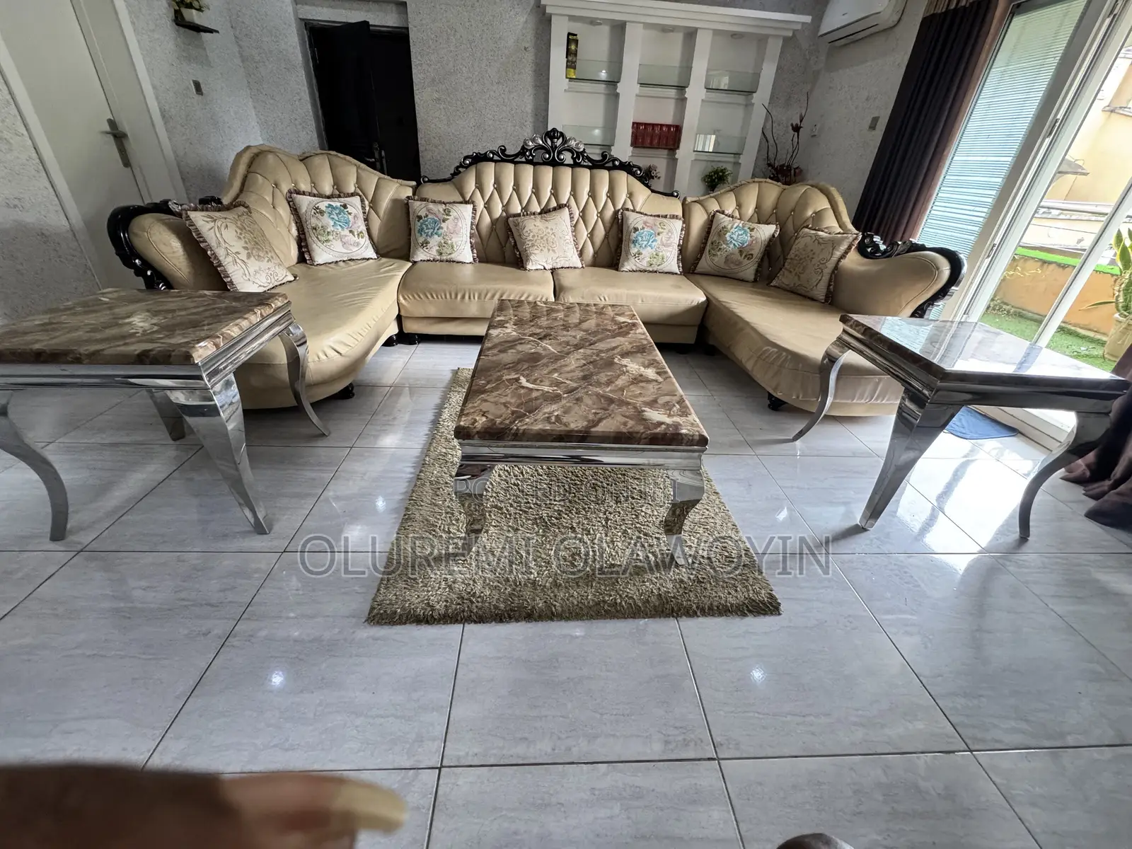 Royal U Shaped Marble Turkey Sofa and Tables