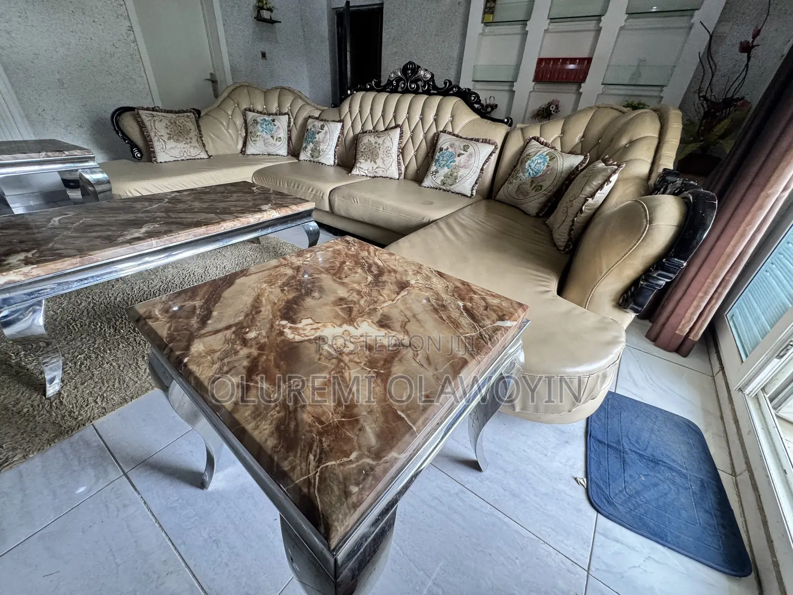 Royal U Shaped Marble Turkey Sofa and Tables
