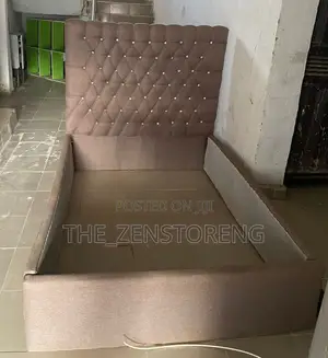 Fairly Used 4x6 Brown Padded Bedframe With Stand