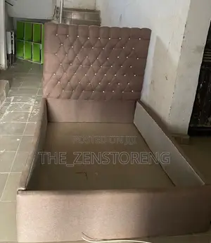 Fairly Used 4x6 Brown Padded Bedframe With Stand