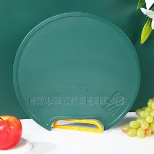 Thick Round, Non-Slip Green Plastic Kitchen Cutting Board