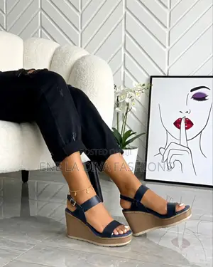 Leather Wedge Sandal Heels