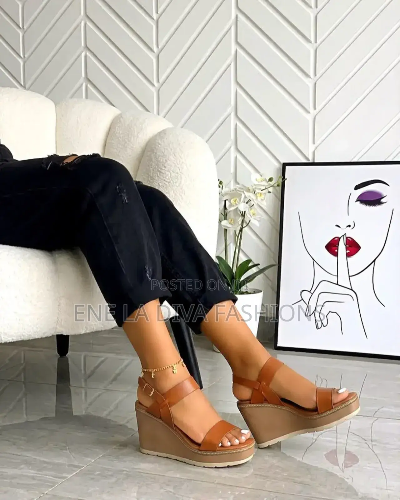 Leather Wedge Sandal Heels