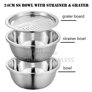 3 in 1 Kitchen Stainless Steel Pot Strainer and Graters Salad Bowls