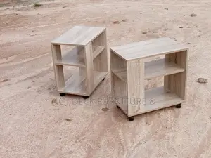 SSL18 Trendy Night Stand Table W/ Storage Shelves + Roller