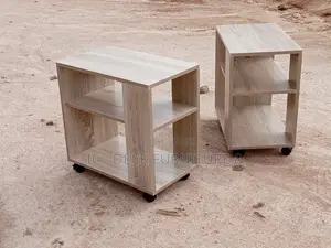 SSL18 Trendy Night Stand Table W/ Storage Shelves + Roller