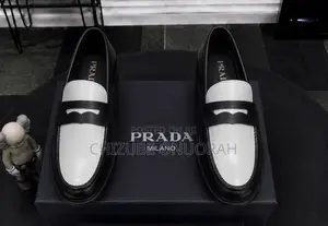 Prada Two-Tone Black & White Leather Loafers