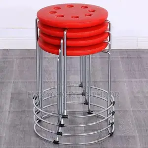Quality Stackable Stool  With Plastic Top, Stainless Steel