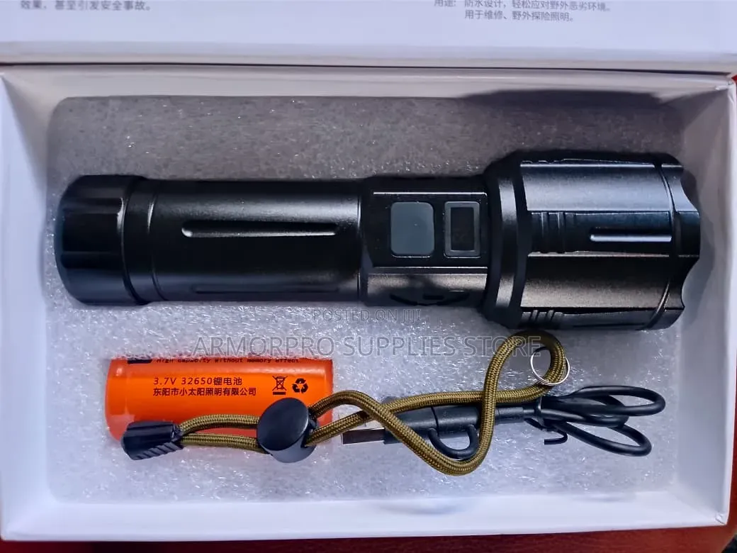 Black, Heavy-Duty Rechargeable LED Tactical Flashlight