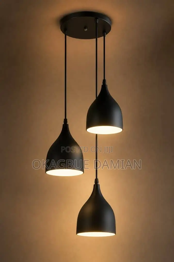 Modern Matte-Black Teardrop or Bell Pendant