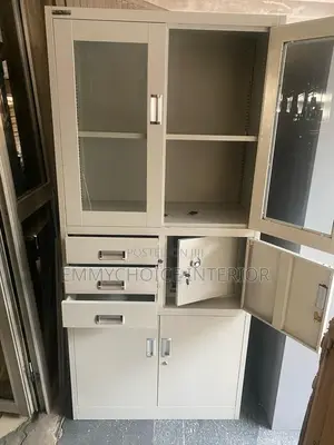 Office Metal Bookshelf Cabinet With Drawers