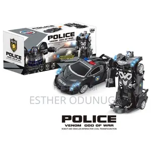 2-in-1 Electric Transforming Police Car and Robot Toy